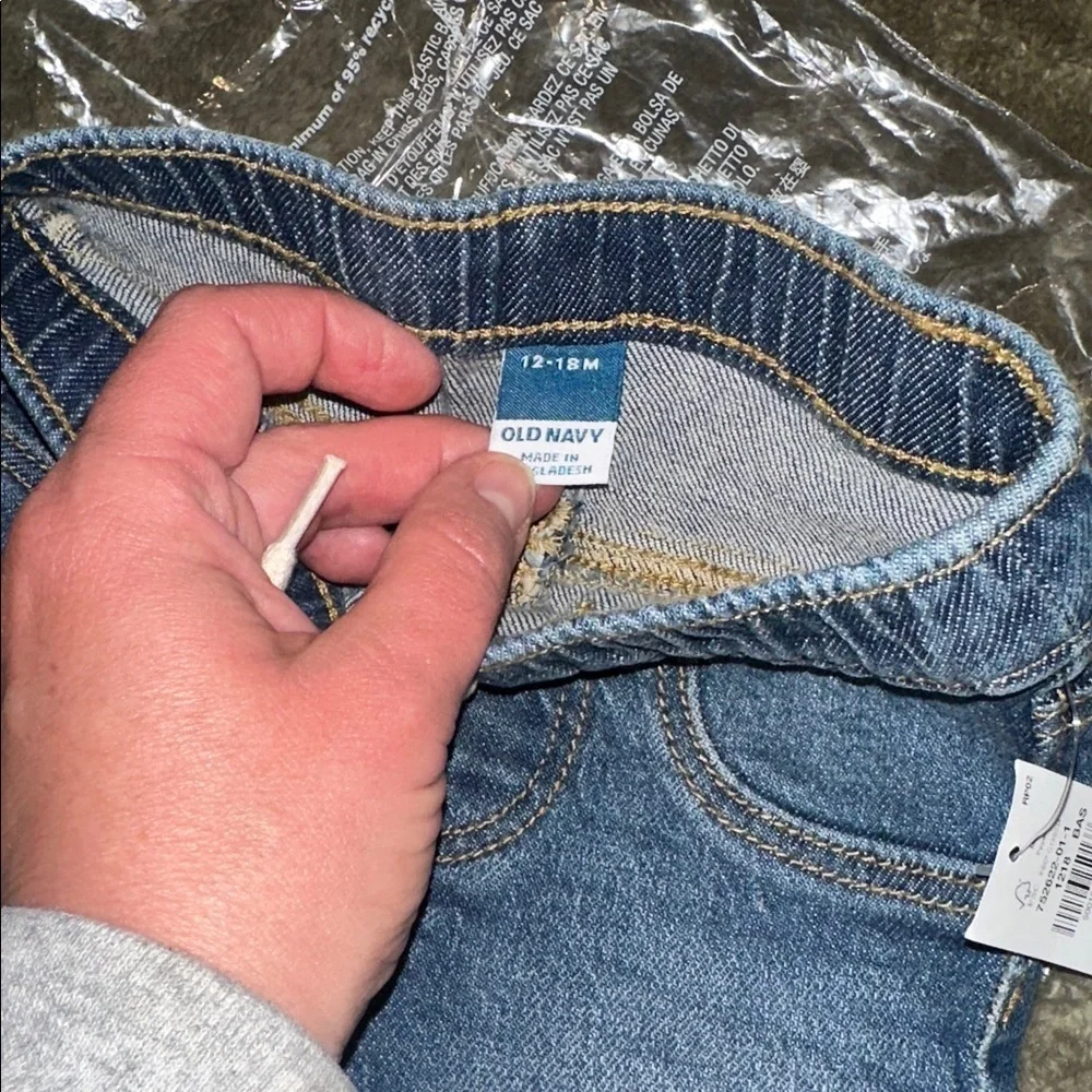 Old Navy Toddler Denim Jeans in Blue with Drawstring size 12-18 months NEW!